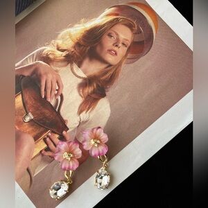 👍🆕 Alexis Bittar Pansy Lucite Crystal Drop Post Earring - Pink - limited edition
